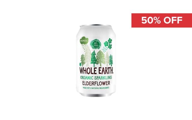 50% Off Whole Earth Organic Sparkling Elderflower & Apple  Exp Oct 2026  Cover Image